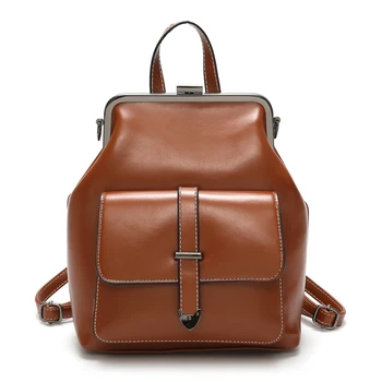 

2019 Retro Hasp Sac A Dos Femme Backpack Bags PU Leather Backpack Women School Bags For Teenagers Girls Luxury Small Backpacks