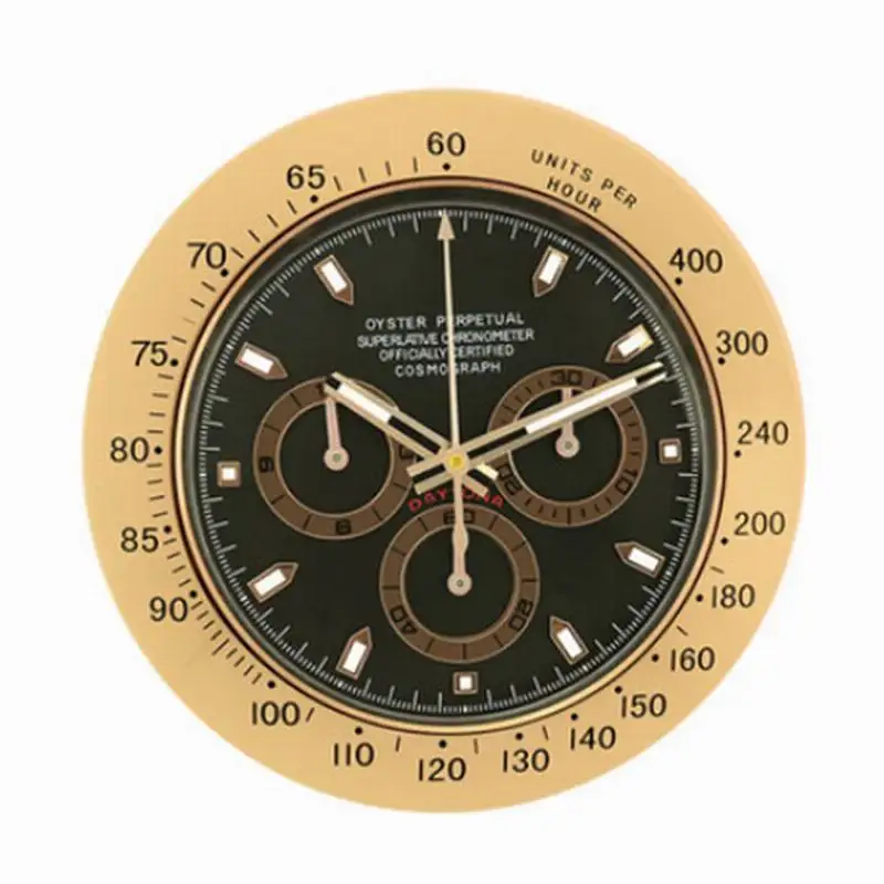 

Golden Metal Art Watch Clock Luminous Top Quality Watch Home Decor Wall Clocks with Corresponding Logos Cosmograph Series