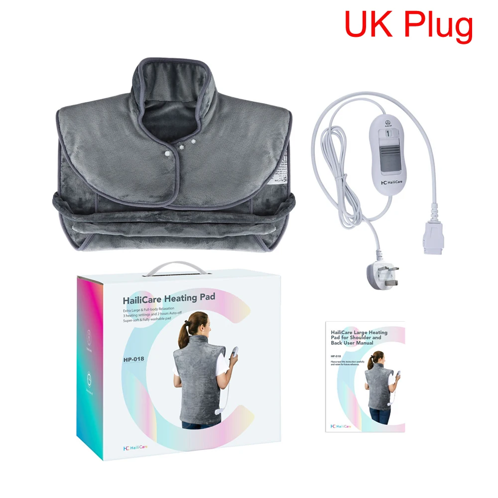 UK Plug Электрическая грелка для шеи, спины, плеч, обезболивающая терапия, накидка, нагревательное одеяло с защитой от перегрева, нагревательный жилет - Цвет: UK Plug