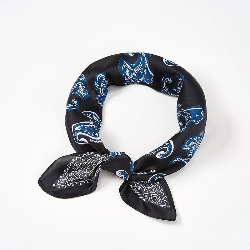 Kerchief Hair Scarf For Women Bandana for Head Paisley Print Silk Satin Bag Scarfs 60cm*60cm Square Neck Scarves For Ladies