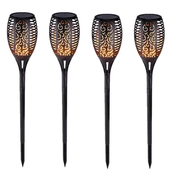 

4Pcs Solar Torch Lights Upgraded 96 LED 30 Inch Torches Outdoor Waterproof Flame Torch Lights for Landscape Décor