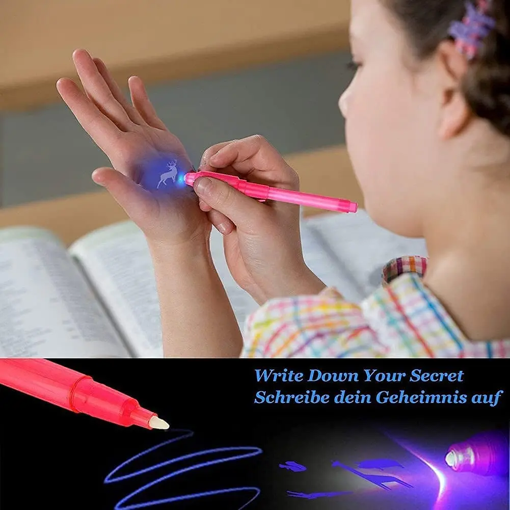 Dww-7pcs Stylo Encre Invisible Avec Lumiere Uv, Stylo Espion Pour Crire Un  Message Secret, Cadeau Anniversaire Enfants Invites