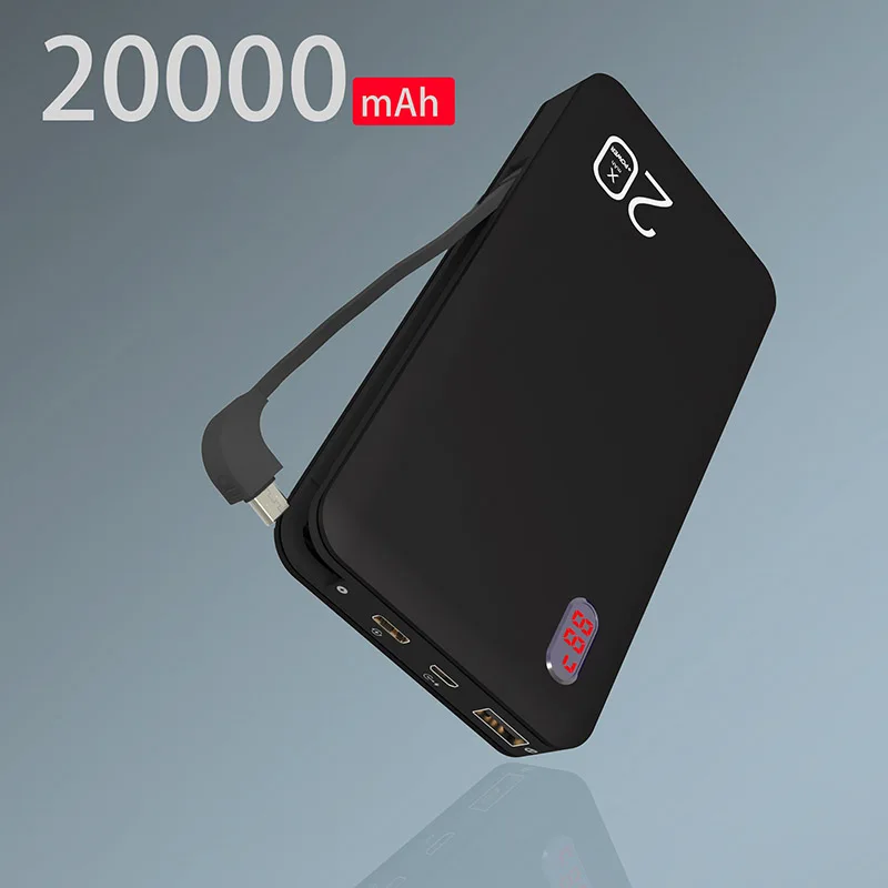 TUOSHIKE power Bank 20000 мАч светодиодный цифровой дисплей внешняя батарея для Iphone samsung Xiaomi huawei с кабелем портативный Банк питания