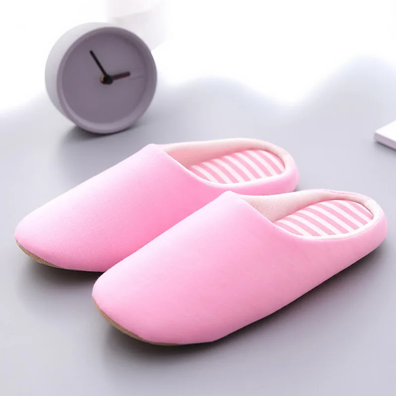 Solid Soft Bottom Home Slippers Cotton Warm Shoes Women Indoor Floor Slippers Non-slips Shoes For Bedroom House Woman Slippers