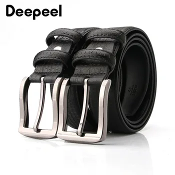 

Deepeel 1pc 3.3*110-120cm Men's Genuine Leather Belt High Quality Classic Pin Buckle Waistband Apparel Accessories Business Gift