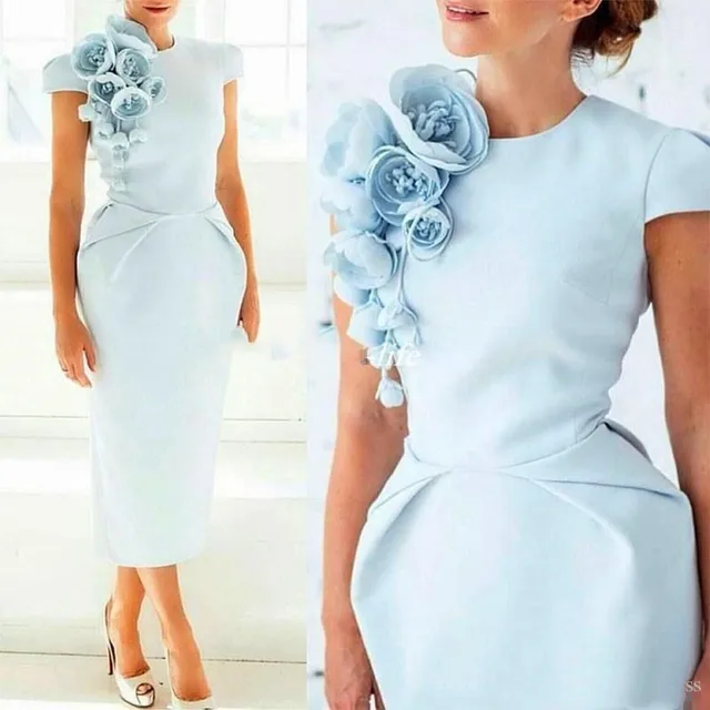 light blue cap sleeve dress