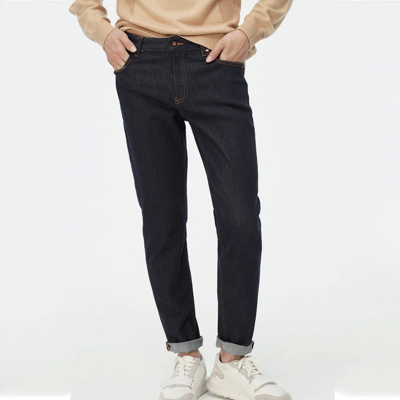 Мужские джинсы для Для мужчин Slim Fit Брюки джинсовые дизайнерские брюки Повседневное темно-синие джинсы скинни Homme штаны Мягкие байкерские штаны Hombre