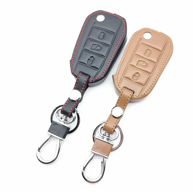 Flap folding leather car key case for Peugeot 3008 208 308 508 408 2008 Protective Carrying Case Holder Car Skin Accessories | Автомобили