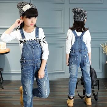 

Spring Autumn Girls Jumpsuit Kids Trousers for Girls 2 4 6 8 9 10 12 Years Denim Overalls for Girls Jeans Pants Children Clothes