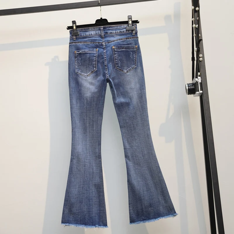 Women Flared Pants Vintage Stretch 