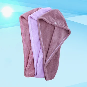 

3PCS Coral Fleece Hair-drying Cap Thickened Water Absorbent Towel Lazy Hair Fast Drying Cap Lovely Long Hair Shower Cap Bathroom