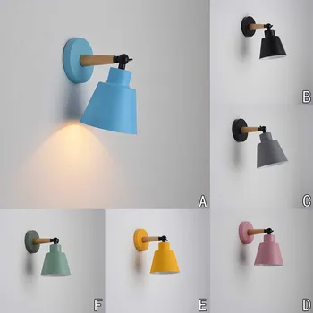 

wooden wall lights bedside wall lamp wall sconce modern wall light for bedroom Nordic macaroon 6 color steering head discoumt