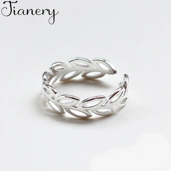 

JIANERY Vintage 925 Sterling Silver Leaf Rings For Women Finger Ring 2019 Female Bohemian Jewelry Gifts