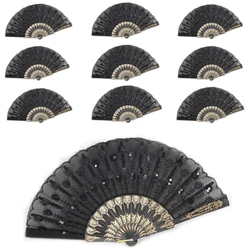 

10 Pcs Oriental Lace Floral Folding Hand Pocket Fans for Dancing Party Wedding Gifts DIY Decoration Home Decorations