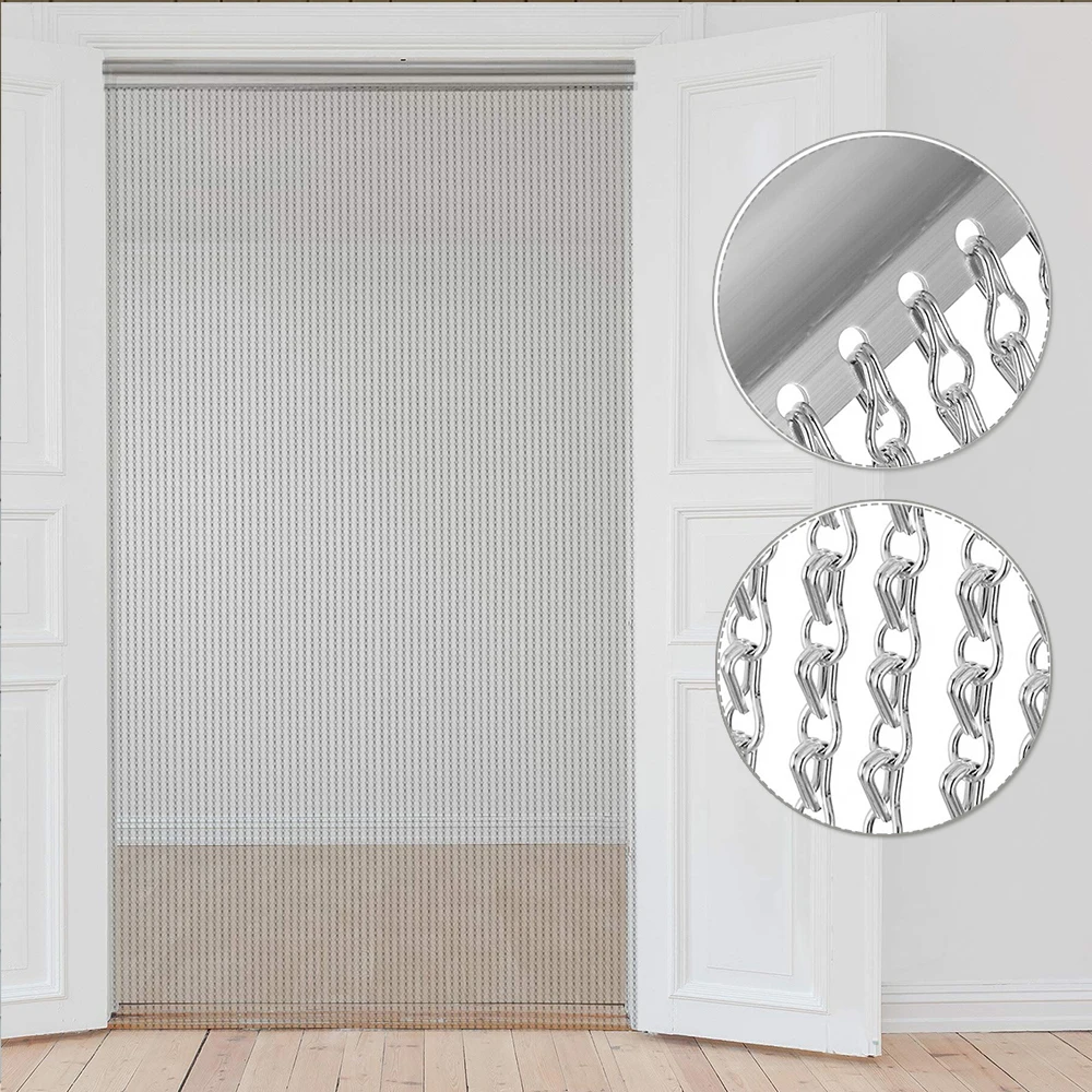 VEVOR Aluminum Metal Chain Curtain 84x35 Inch Silver Chain Curtain Door Screen Curtain Room divider Domestic Commercial Use