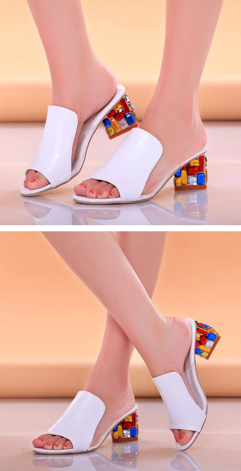 Fashion Crystal Thick Heel Summer Beach Sandals Women 2020 New Peep Toe Women High Heel Sandals Platform Women Shoes VT837 (6)