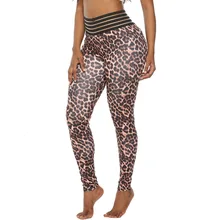 Для женщин Высокая Талия Фитнес короткие леггинсы с леопардовым принтом Модные женские летние пуш-ап спандекс брюки леггинсы плюс Размеры