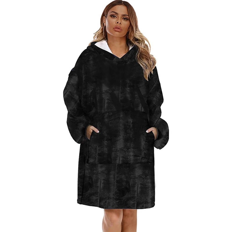 

Winter Family Oversized Blanket Hoody Pullover Solid Color Long Sleeve Hooded Jumpsuit Soft Fashion Loose Warm Wild Homewear