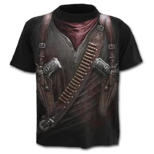 Новая летняя мужская футболка с короткими рукавами с 3D цифровой печатью большой размер Европейская и американская мода пистолет 3D печать футболка