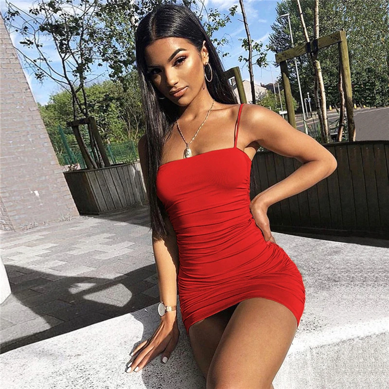 Solid Mini Sexy Dress Sheath Summer Sexy Women Dress Off Shoulder Backless Club Party Sexy Wrap Dress Spaghetti Strap Dresses