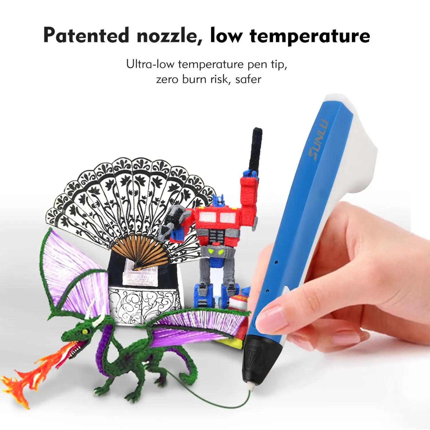 SUNLU M1 3d принтер Ручка для детей Образование 3D печать карандаш Diy игрушки гаджет для детей и взрослых поддержка PCL/PLA нити