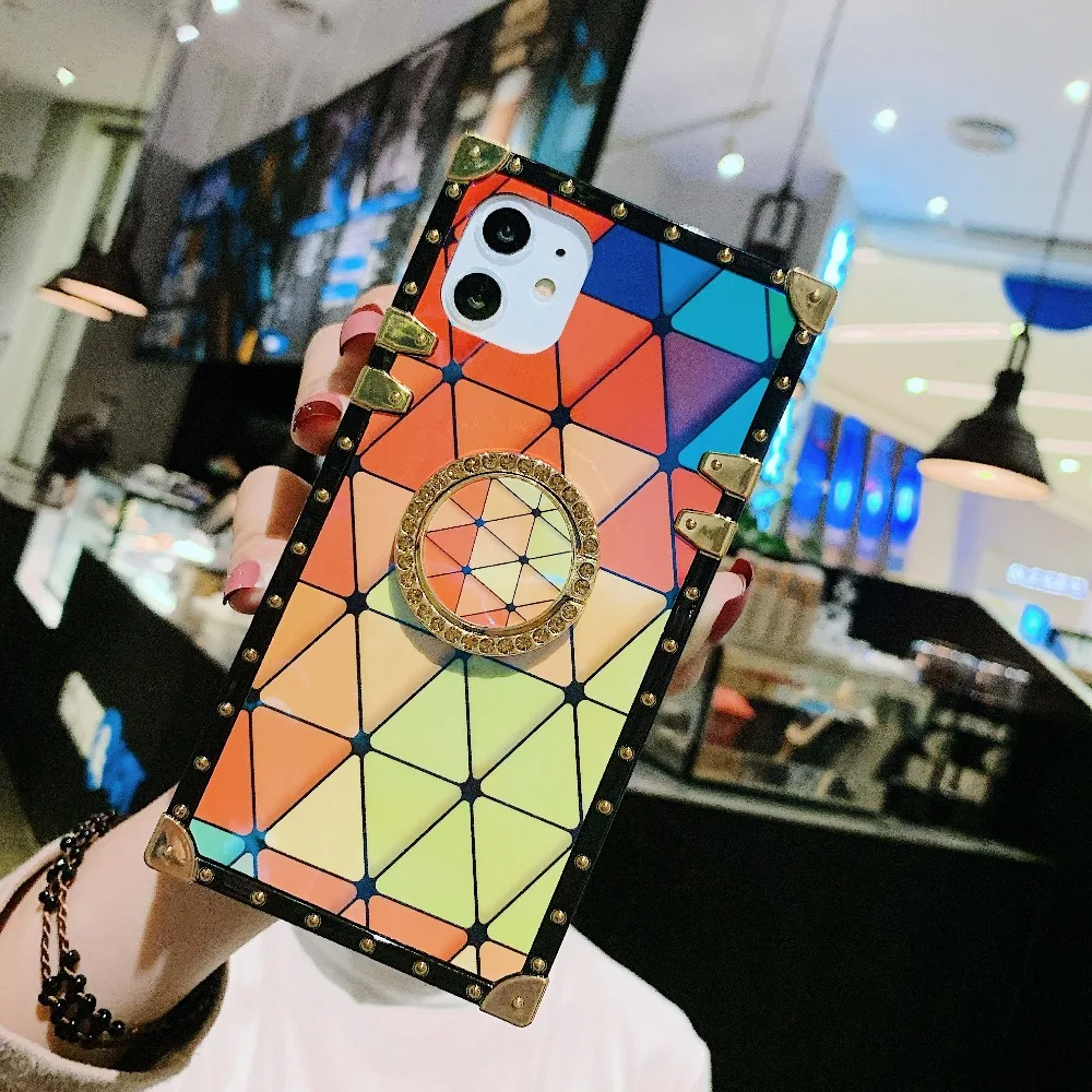 Funda For Xiaomi Mi9 Redmi7 Note7 K20 Case Colorful Diamond Pattern Shiny Ring Stand Square Cases For Redmi7 Note7 K20 Mi9 Cover (9)