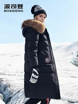 

BOSIDENG harsh winter jacket women goose down coat big natural fur outlife waterproof windproof thicken long parka B80142154