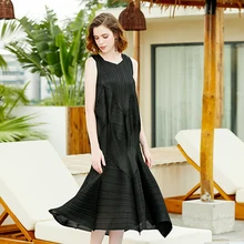 Складные женские платья Issey стиль плиссированные летний стиль легко большой код длинный стиль обтягивающие