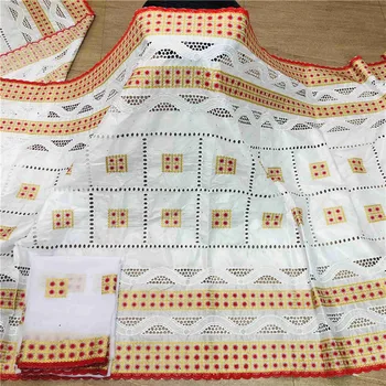 

7 yards African bazin riche fabric with brode Latest fashion embroidery bazin lace fabric with net lace