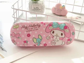 

1pcs Cartoon My Melody Little Twin Stars Cinnamoroll Dog PU Leather Sunglasses Glasses Case Girls Eyewear Protector Storage Box