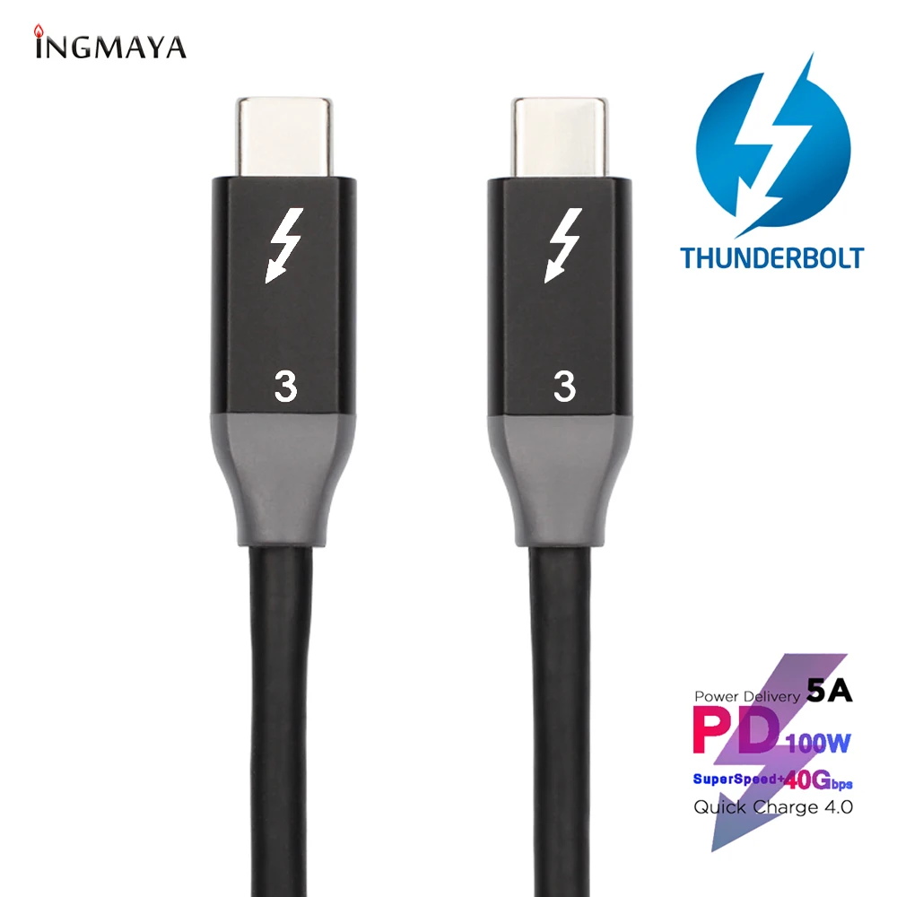 Thunderbolt 3 кабеля 40 Гбит/с данных Быстрая зарядка PD 5A 100W для Macbook Pro док станция SSD USBC