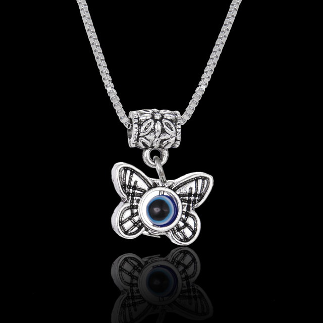 Charm Lucky Turkey Blue Evil Eye Necklace For Women Hollow Butterfly Owl Elephant Pendant Clavicle Chain Choker Jewelry