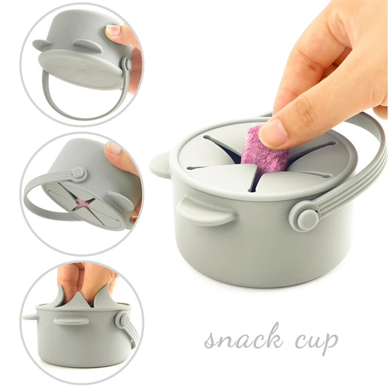 Baby Infant Learning Feeding Snack Cup Solid Color BPA Free Food Storage Box Container With Silicone Lid For Children 3