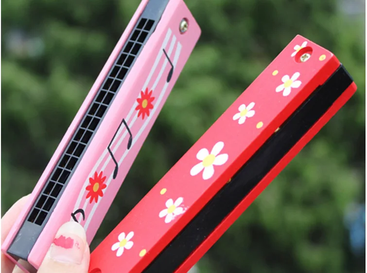 Низкая цена детские развивающие деревянные игрушки двухрядные 16 отверстий свисток деревянная детская Губная гармошка