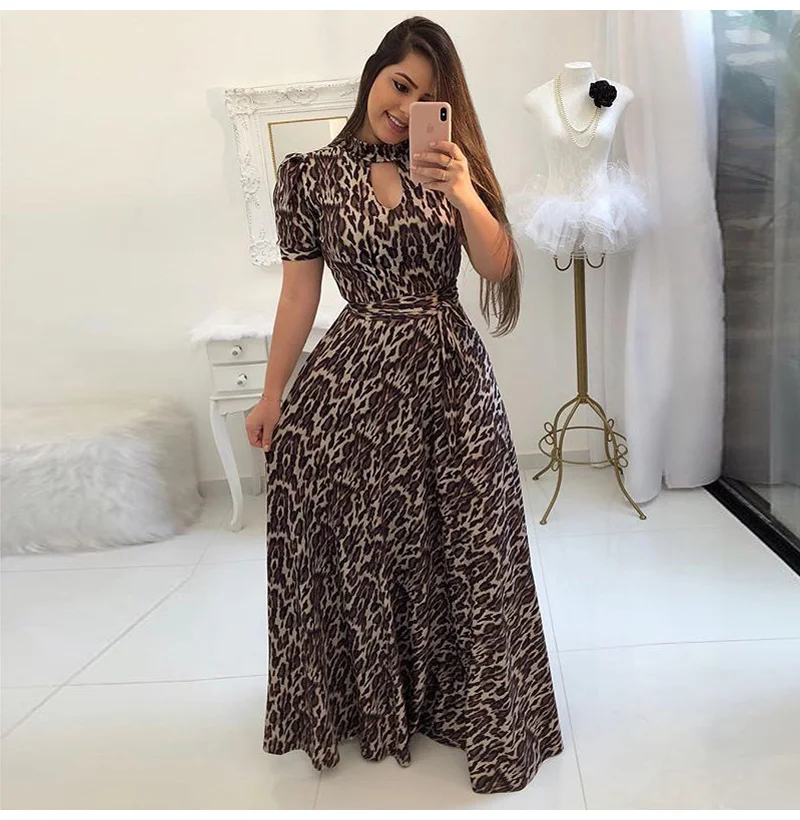 Летнее женское платье с коротким рукавом,, Повседневное платье макси с принтом Бохо на шнуровке, элегантное вечернее платье размера плюс 5XL