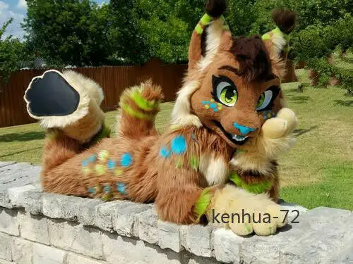 MascotBJ с длинноворсовым мехом Собака Хаски Костюм лисы-маскота Фурсьют Хэллоуин