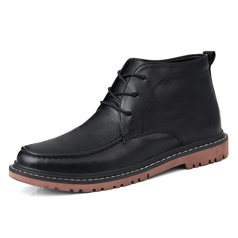 Merkmak/винтажные мужские ботильоны; сезон осень-зима; Мужская обувь; повседневная мужская кожаная обувь; удобные мужские ботинки на плоской подошве; большие размеры 38-47 - Цвет: Genuine Leather