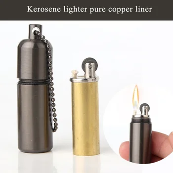 

Outdoor Tools Mini Compact Kerosene Lighter Capsule Gasoline Lighter Inflated Key Chain Petrol Lighter Grinding Wheel Lighter