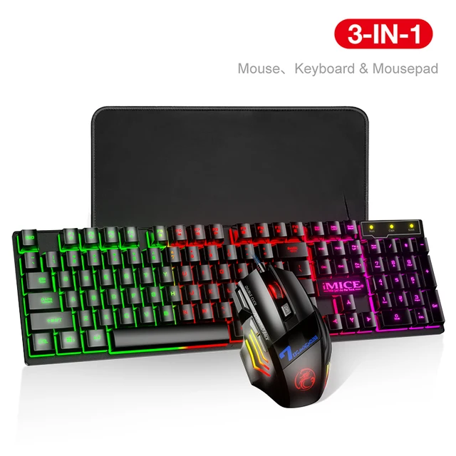 Gamer Keyboard And Mouse For Computer Pc RGB Gaming Keyboard Laptop Backlight Gamer Kit 104 Keycaps Russian Wired Usb Keyboard 1