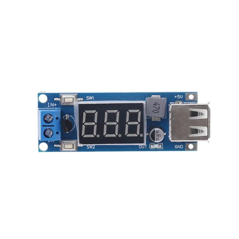 

4.5-40V 2in1 DC To 5V 2A USB Charger DC-DC Step-down Converter Voltmeter Module Drop Ship