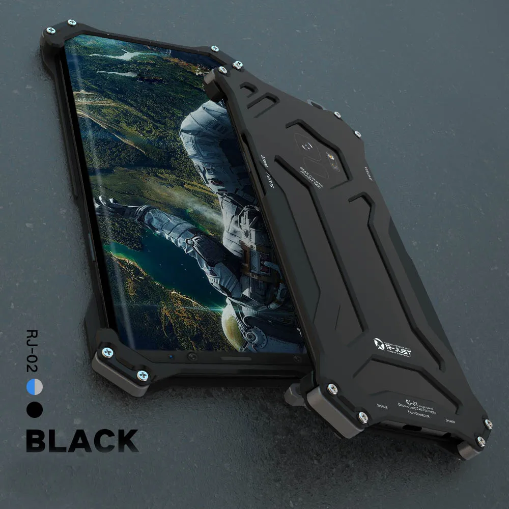 R-JUST металлический корпус gunплотины, алюминиевый чехол для samsung s9, антидетонационные чехлы для телефонов samsung galaxy s9/s9 plus - Цвет: Black