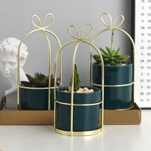 Керамическая железная ваза, украшение для дома, украшения в скандинавском стиле, Ins, ретро, зеленая маленькая ваза, сочные цветочные вазы для свадеб