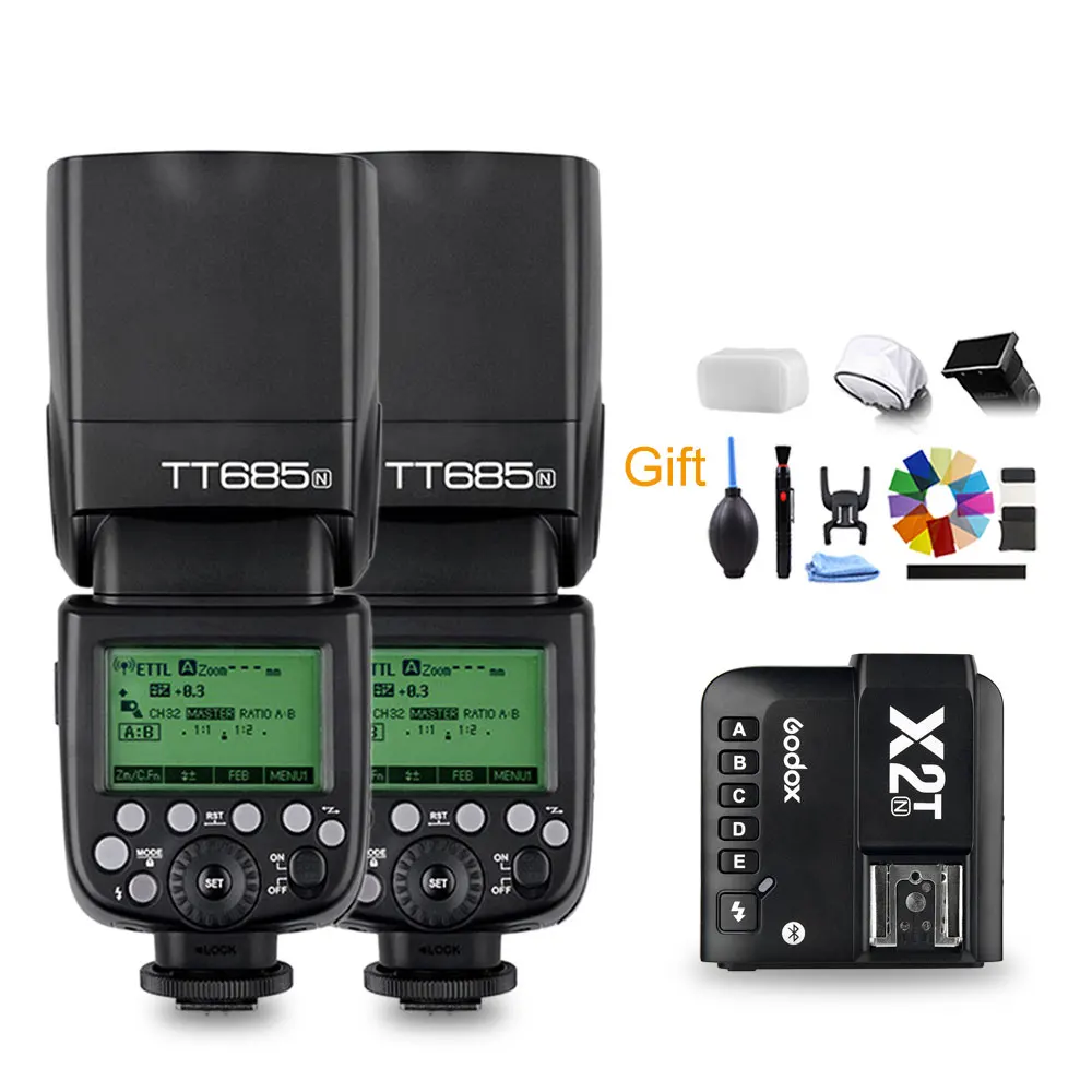 Kits 2 Godox TT685 TT685N флэш-ttl HSS Камера Вспышка speedlite с X2T-N ttl трансмиттер триггер для Nikon D7500 D5600 D850 D500 D4 D5 - Цвет: Kits 2