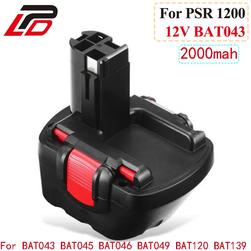 Аккумуляторная батарея PSR 1200 для Bosch 12 В 2000 мА/ч GSR 2 0 А/ч AHS GSB VE BAT043 BAT045 BAT046 BAT049 BAT120