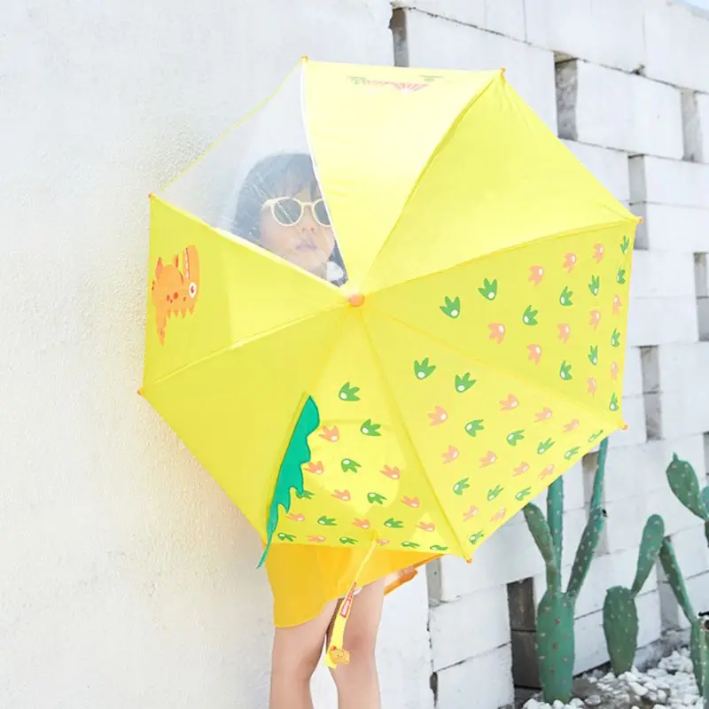 Маленький детский стереоскопический мультяшный зонтик с прямой ручкой