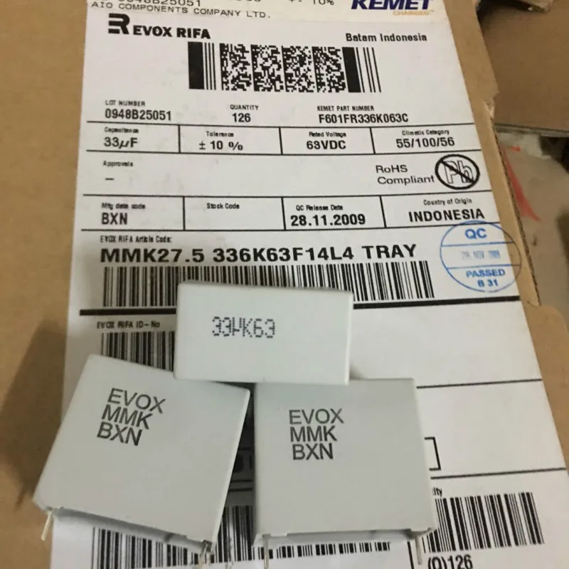 Новинка пленочный конденсатор EVOX KEMET MMK27.5 33 мкФ 63V p27.5mm 336 мм K 336/63V аудиомагнитофон