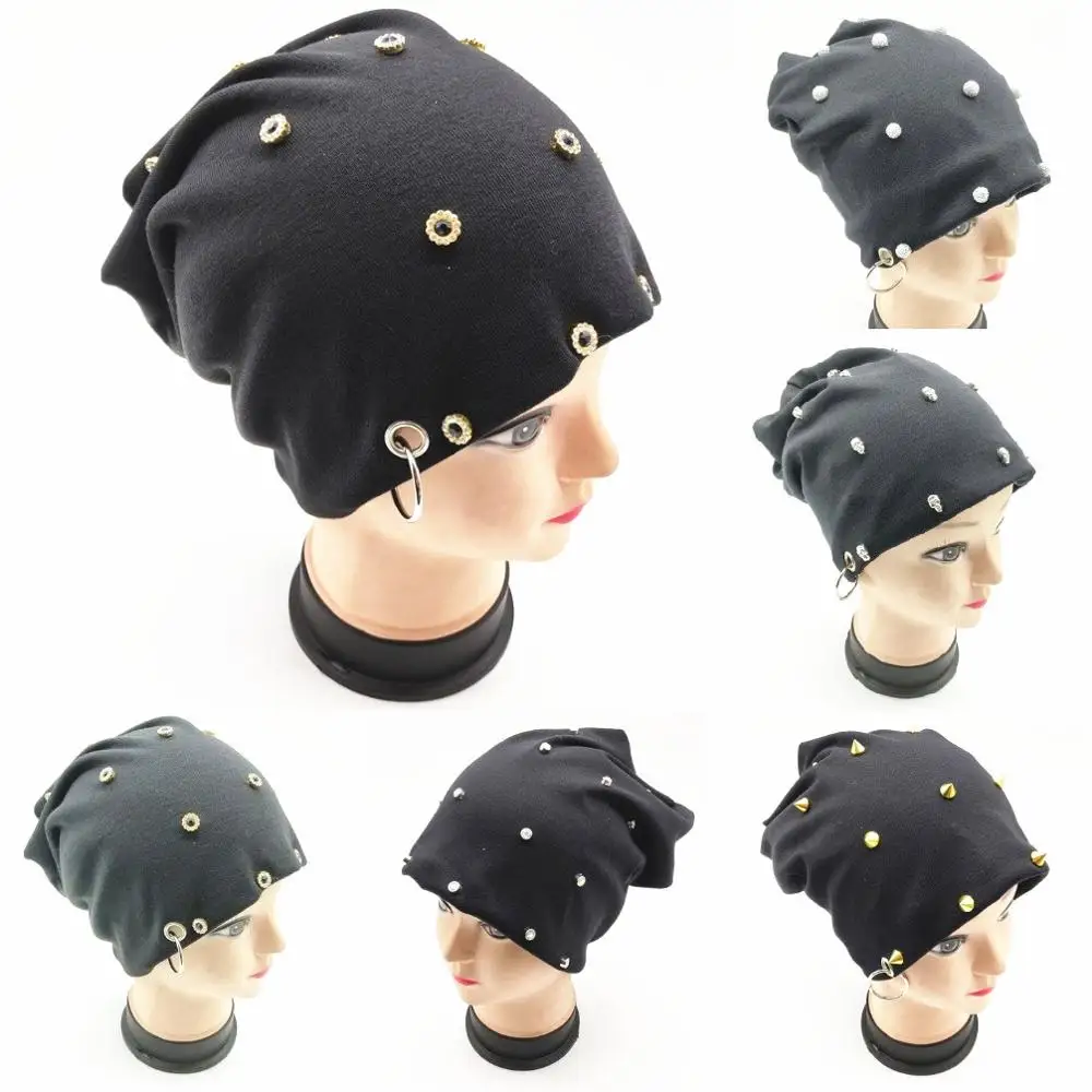 

Newest Outdoor Slouchy Adult women casual punk Riverts Rings arcylic beanies Knitted hat Skullies for Cycling
