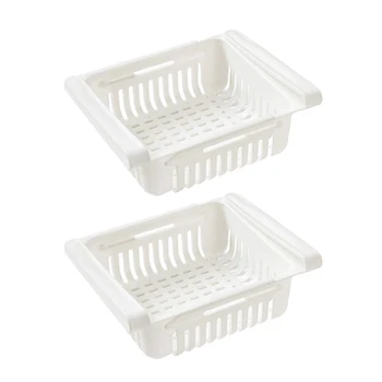 

2pcs Refrigerator Storage Box Retractable Storage Box Fridge Retractable Storage Box (White)
