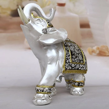 

Resin White Lucky Elephants Statues Feng Shui Wealth Figurine Home Decor office accessories decoration maison hogar figurine