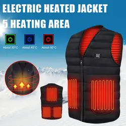 Electric Heated Vest Smart 5 Pieces Heating Film Electric Heating Clothes USB Heating 3 Gears Adjustable Warm Heated Vest